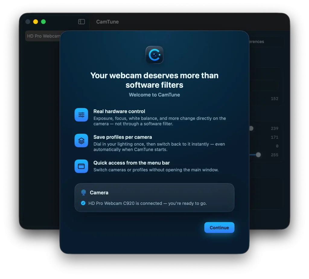 camtune webcam settings welcome